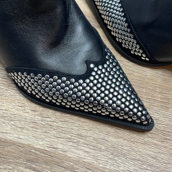 Circus Sam Edelman Studded Western Boots Black Pointed Toe Kitten Heel NWOT 8.5 - Picture 6 of 12